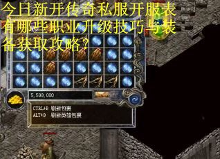 今日新开传奇私服开服表有哪些职业升级技巧与装备获取攻略？